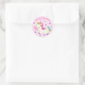 Rainbow Unicorn Kerstmis Glitter Pink Ronde Sticker (Tas)