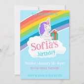 Rainbow Unicorn Kids Party Invitation (Devant)