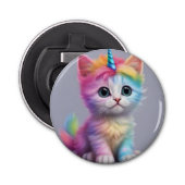 Rainbow Unicorn Kitten Button Flesopener (Voorkant)