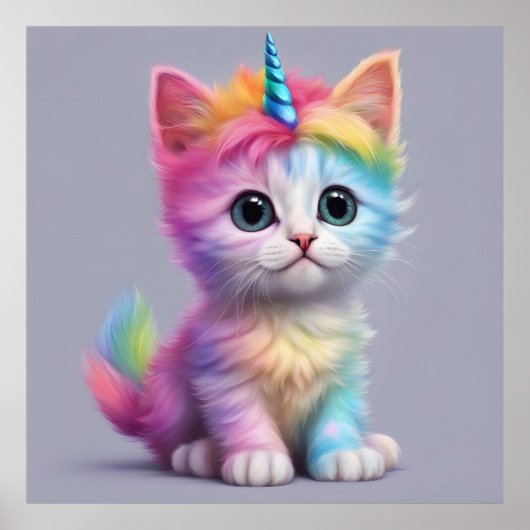 Rainbow Unicorn Kitten Poster (Voorkant)