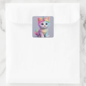 Rainbow Unicorn Kitten Vierkante Sticker (Tas)