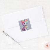 Rainbow Unicorn Kitten Vierkante Sticker (Envelop)