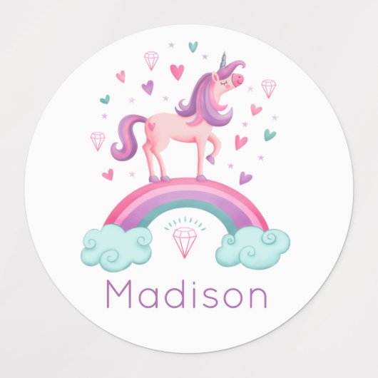 Rainbow Unicorn Labels (Design 1)