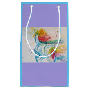 Rainbow Unicorn lila Waterverf Gift Bag Klein Cadeauzakje