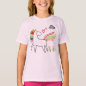 Rainbow Unicorn Love Custom Name T-shirt (Voorkant)