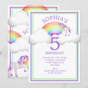 Rainbow Unicorn Magical Cute Birthday Kaart