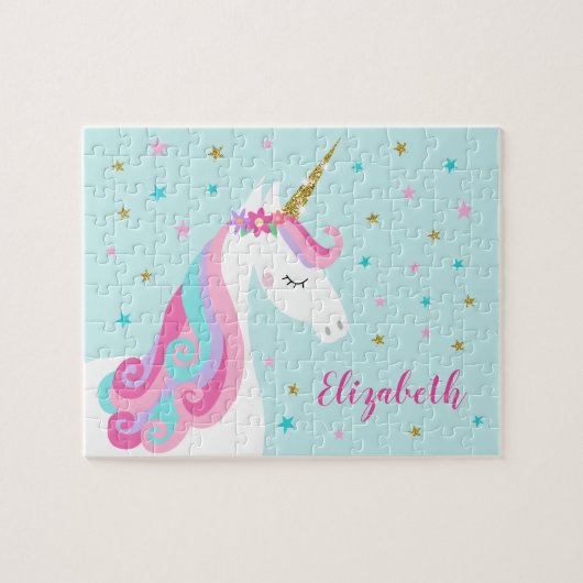 Rainbow Unicorn Magical Glitter Aqua Legpuzzel (Horizontaal)