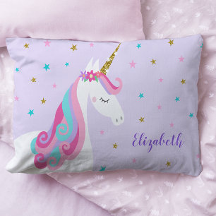 Rainbow Unicorn Magical Glitter Paars Kussensloop