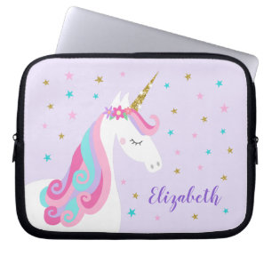 Rainbow Unicorn Magical Glitter Paars Laptop Sleeve