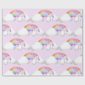 Rainbow Unicorn Magical Paars Cute Cadeaupapier (Vlak)