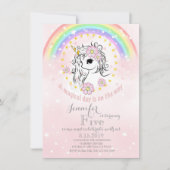 Rainbow Unicorn Magique or rose carte d'anniversai (Devant)