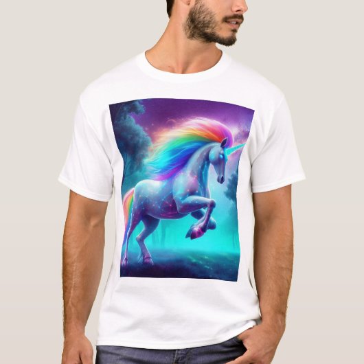Rainbow Unicorn Mannen basic T-shirt (Voorkant)