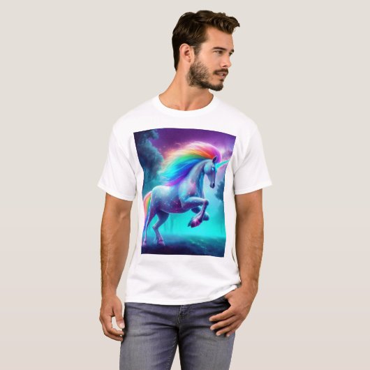 Rainbow Unicorn Mannen basic T-shirt (Voorkant volledig)