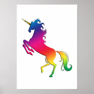 Rainbow Unicorn met Gold Horn Poster