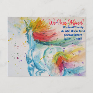 Rainbow Unicorn Nouvelle Adresse Carte Postale Nou