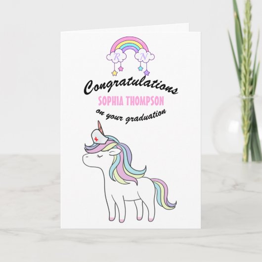 Rainbow Unicorn Nurse Afstuderen Gefeliciteerd Kaart (Voorkant)