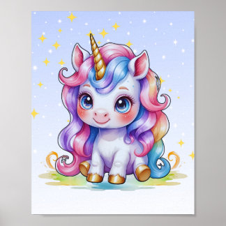 Rainbow Unicorn Nursery Art Poster