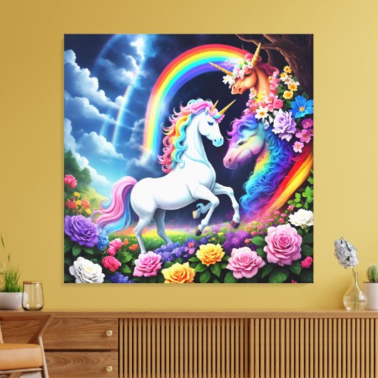 Rainbow Unicorn One Canvas Afdruk (Insitu (Woonkamer))