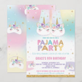 Rainbow Unicorn Pajama Birthday Party Pajama Kaart (Voorkant / Achterkant)