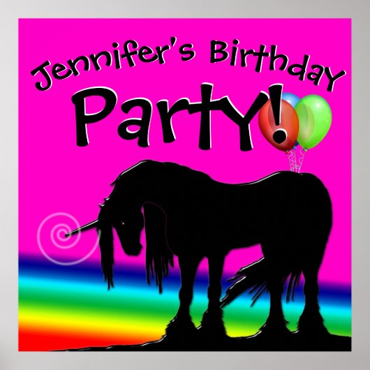 Rainbow Unicorn Party Poster (Voorkant)