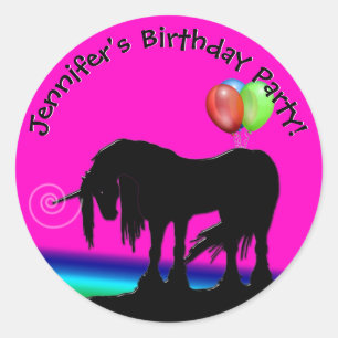Rainbow Unicorn Party Ronde Sticker
