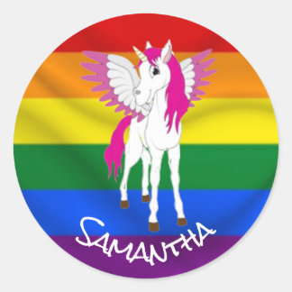Rainbow Unicorn Party Thema Ronde Sticker