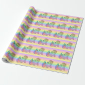 Rainbow Unicorn Pastel Striped Cadeaupapier (Uitgerold)