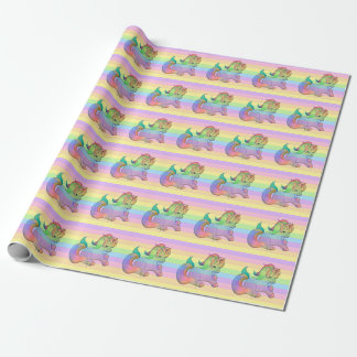 Rainbow Unicorn Pastel Striped Cadeaupapier