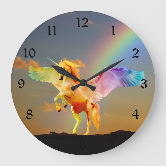 Rainbow unicorn pegasus grote klok (Voorkant)