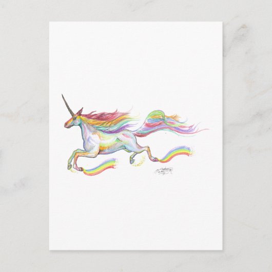 Rainbow Unicorn Pegasus Horse Pony Vliegtuig Briefkaart (Voorkant)