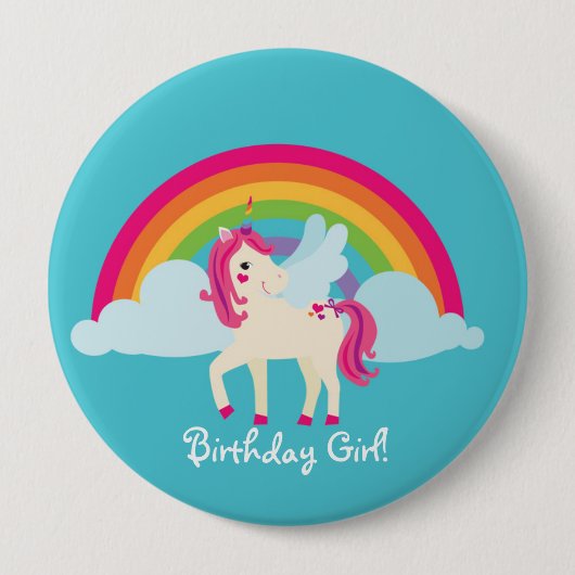 Rainbow Unicorn Personalized Birthday Button (Voorkant)