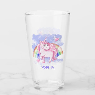 Rainbow Unicorn Persoonlijke naam Glas