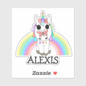 Rainbow Unicorn Persoonlijke naam Sticker (Vel)