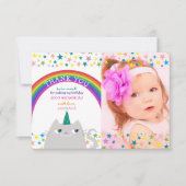 Rainbow Unicorn photo Anniversaire Merci (Devant)