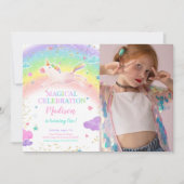 Rainbow Unicorn Photo Invitation (Devant)
