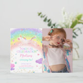 Rainbow Unicorn Photo Invitation (Debout devant)