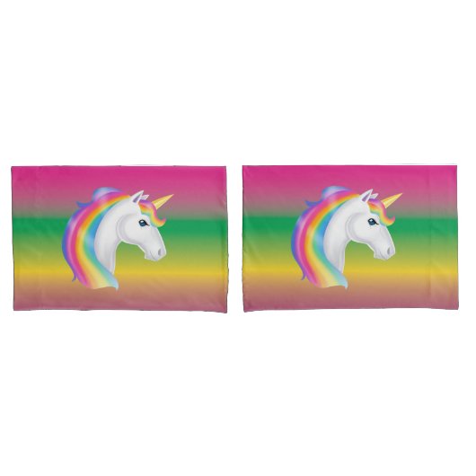 Rainbow Unicorn Pillow Hoesje Set Kussensloop (Voorkant-Set)