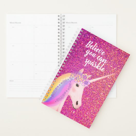 Rainbow Unicorn Pink Gold Glitter Inspirerend Planner (Display)