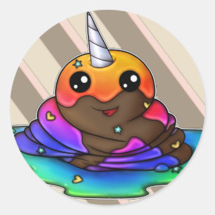 Rainbow Unicorn Poop Ronde Sticker