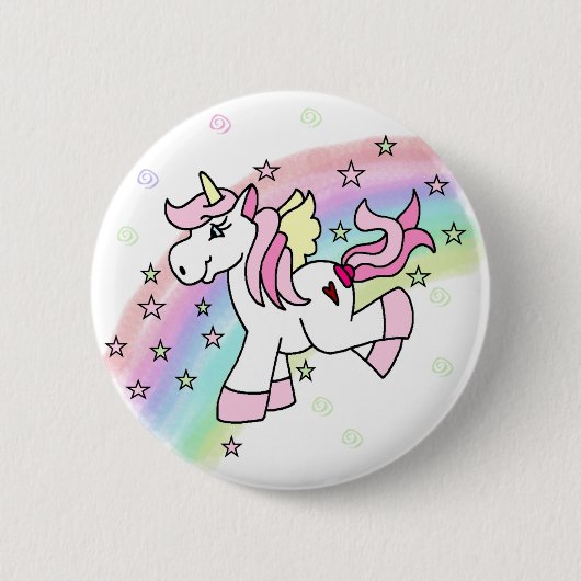 Rainbow Unicorn Ronde Button 5,7 Cm (Voorkant)