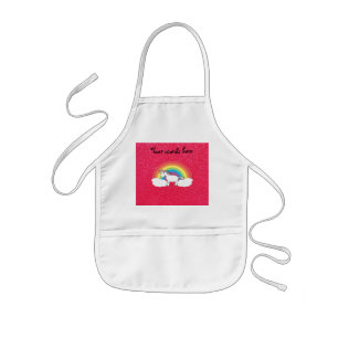 Rainbow unicorn roze glitter kinder schort