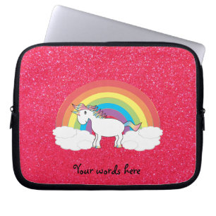 Rainbow unicorn roze glitter laptop sleeve