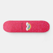 Rainbow unicorn roze glitter skateboard (Horizontaal)