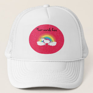 Rainbow unicorn roze glitter trucker pet