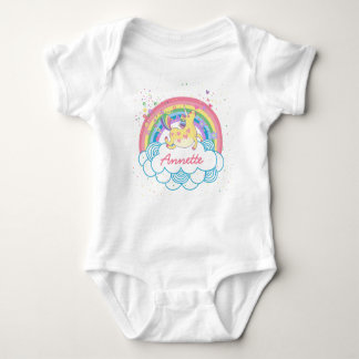 Rainbow Unicorn Schattigee gepersonaliseerde meisj Romper