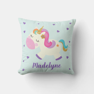 Rainbow Unicorn Schattigee gepersonaliseerde naam Kussen