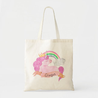 🌈 Rainbow Unicorn - Schort Aangepaste naam Kinder Tote Bag