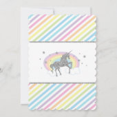 Rainbow Unicorn Silver rose Invitation de fête d'a (Dos)