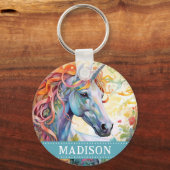 Rainbow Unicorn Sleutelhanger met aangepaste naam (Voorkant)