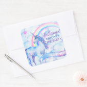 Rainbow Unicorn Spa Verjaardagsfeest Vierkante Sticker (Envelop)
